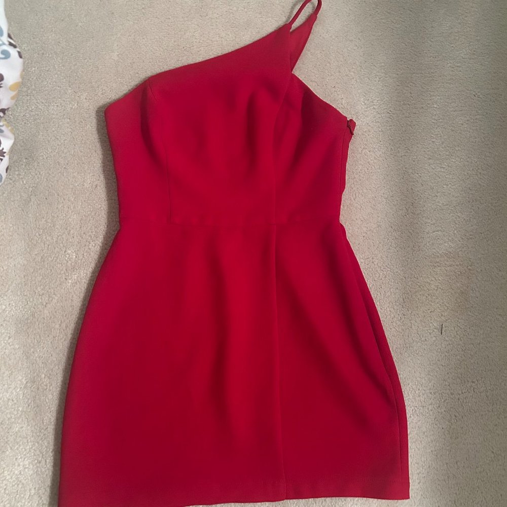 BCBG Red One Shoulder Dress